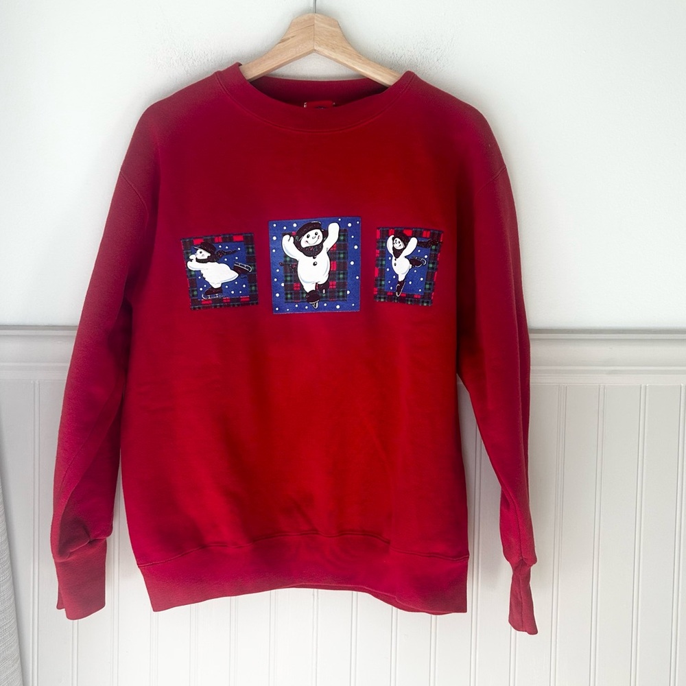 Vintage Red Sweatshirt Snowden Grandma Snowman Crewneck size medium
